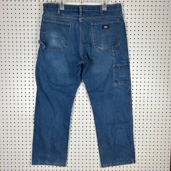 Dickies Baggy Blue Jeans 38x32 Skater Y2K Grunge Medium Wash Wide Leg Carpenter - Picture 1 of 7